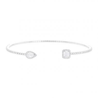 Brazalete redondo abierto Messika My Twin talla S en oro blanco y diamantes
