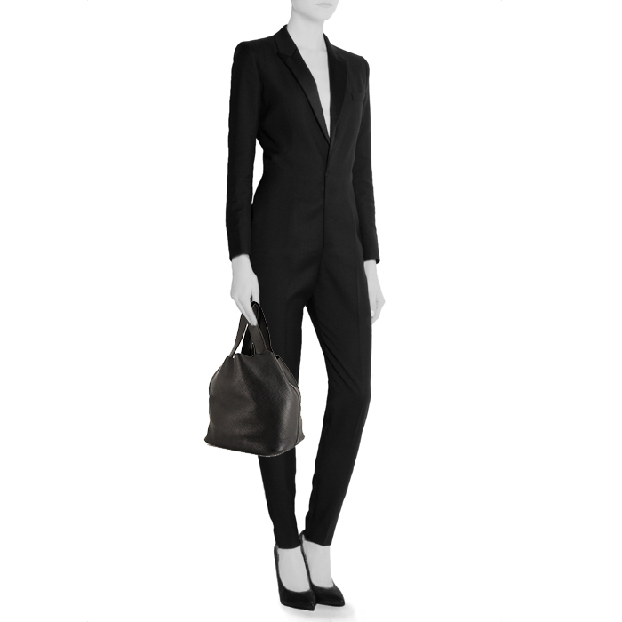 Sac à main Hermes Picotin grand modèle en cuir togo noir - Detail D1