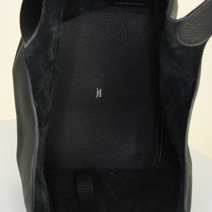 Sac à main Hermes Picotin grand modèle en cuir togo noir - Detail D2