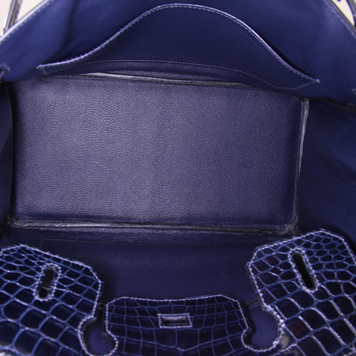 Sac à main Hermes Birkin 30 cm en crocodile niloticus bleu-marine - Detail D2