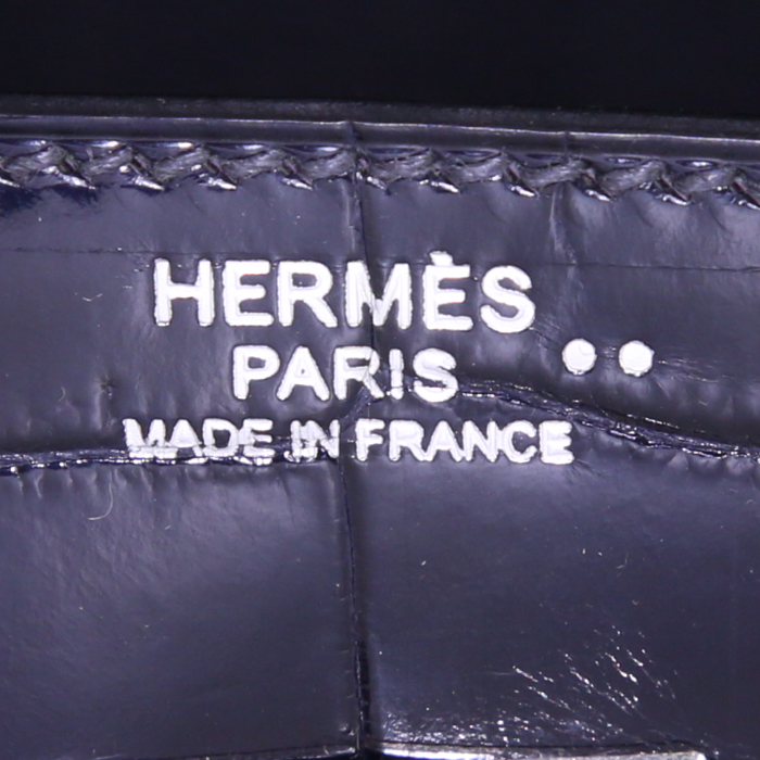 Sac à main Hermes Birkin 30 cm en crocodile niloticus bleu-marine - Detail D3