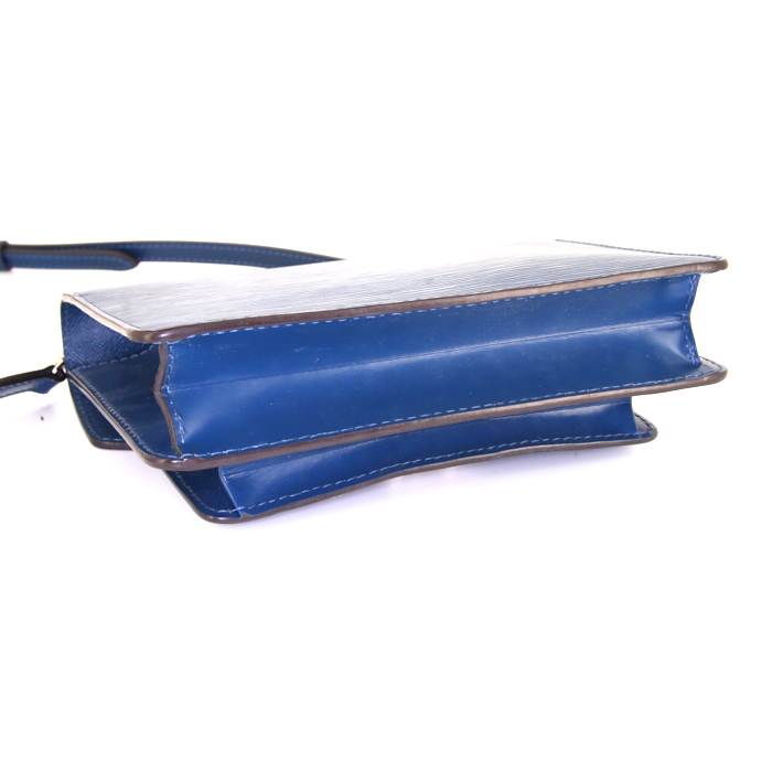 Borsa a tracolla Louis Vuitton Monceau in pelle Epi blu - Detail D5