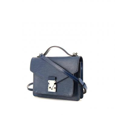 Borsa a tracolla Louis Vuitton Monceau in pelle Epi blu