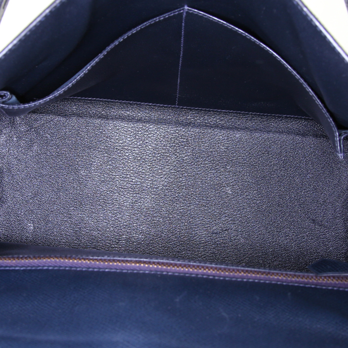Bolso de mano Hermès  Kelly 32 cm en cuero Courchevel azul marino - Detail D3