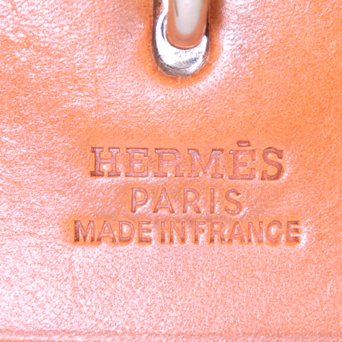 Sac porté épaule ou main Hermes Herbag grand modèle en toile beige et cuir naturel - Detail D4