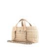 Chanel shopping bag in beige raphia and beige leather - 00pp thumbnail