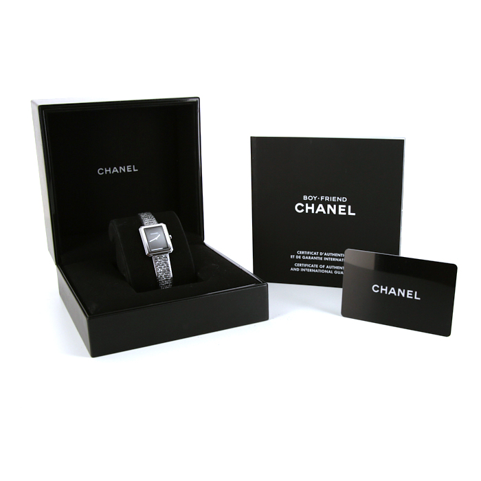 Reloj Chanel Boyfriend Tweed  modelo pequeño de acero Circa  2014