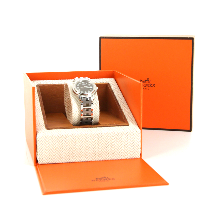 Hermes Clipper watch in stainless steel Ref:  CL4.210 Circa  1990 - Detail D2