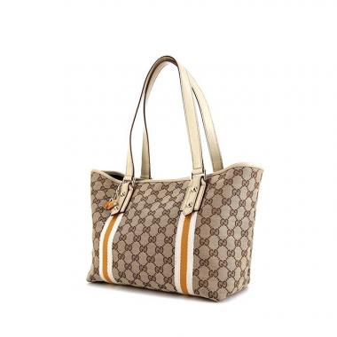 Bolso Cabás Gucci Jolicoeur en lona Monogram y cuero blanco