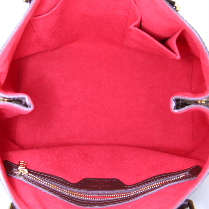 Louis Vuitton Hampstead shopping bag in brown damier canvas and brown leather - Detail D2