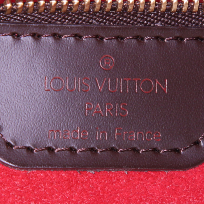 Louis Vuitton Hampstead shopping bag in brown damier canvas and brown leather - Detail D3