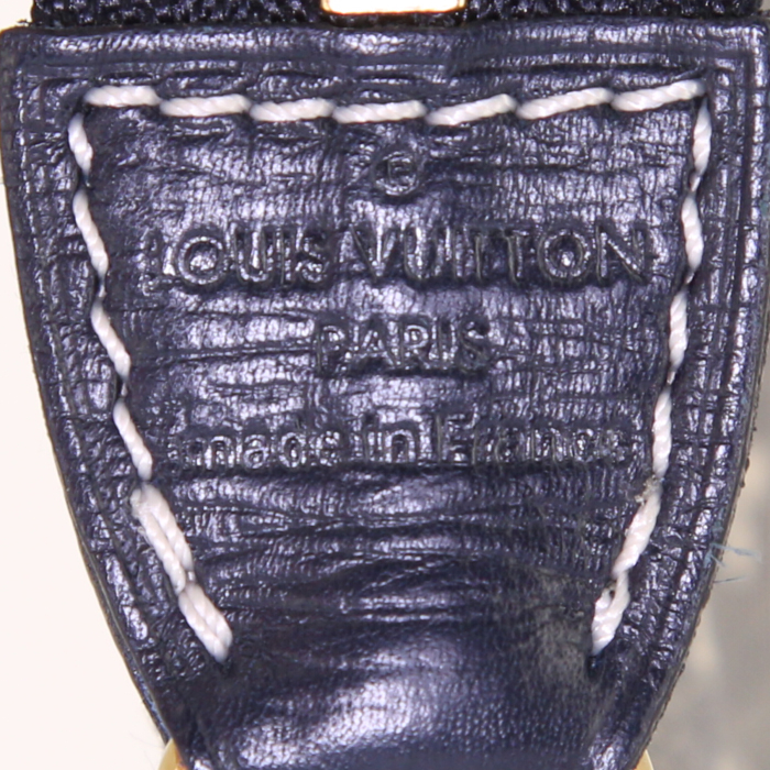 Bolsito de mano Louis Vuitton Pochette accessoires mini en lona Monogram Idylle gris y cuero azul - Detail D3