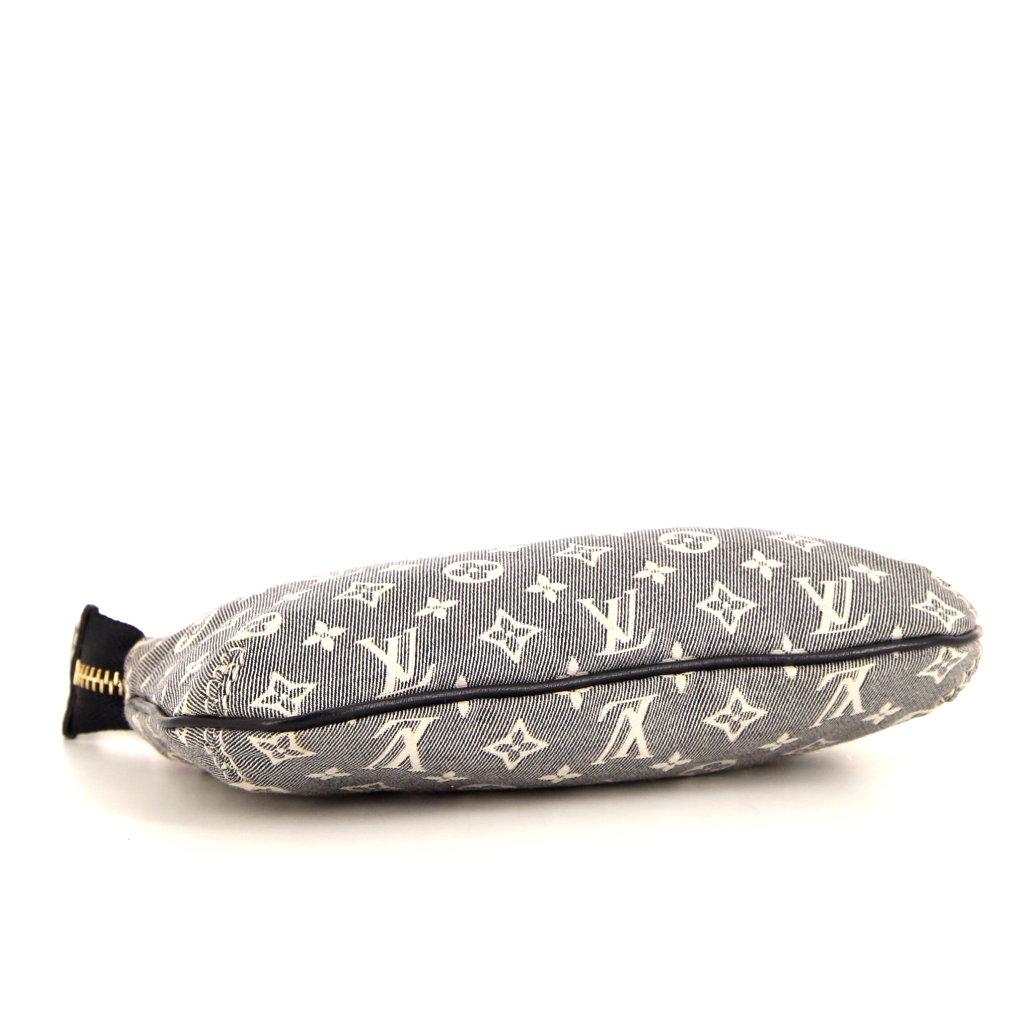 Bolsito de mano Louis Vuitton Pochette accessoires mini en lona Monogram Idylle gris y cuero azul - Detail D4