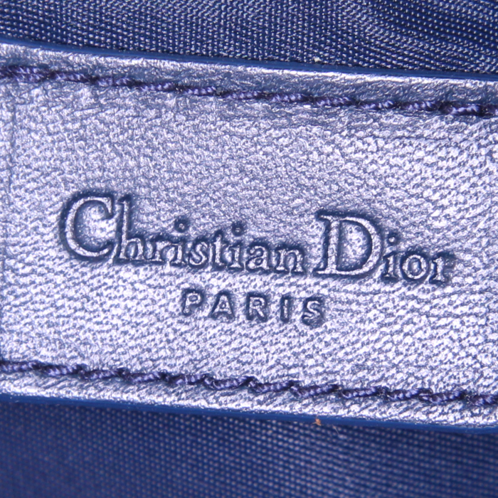 Dior Saddle pouch in blue monogram canvas Oblique and blue leather - Detail D3
