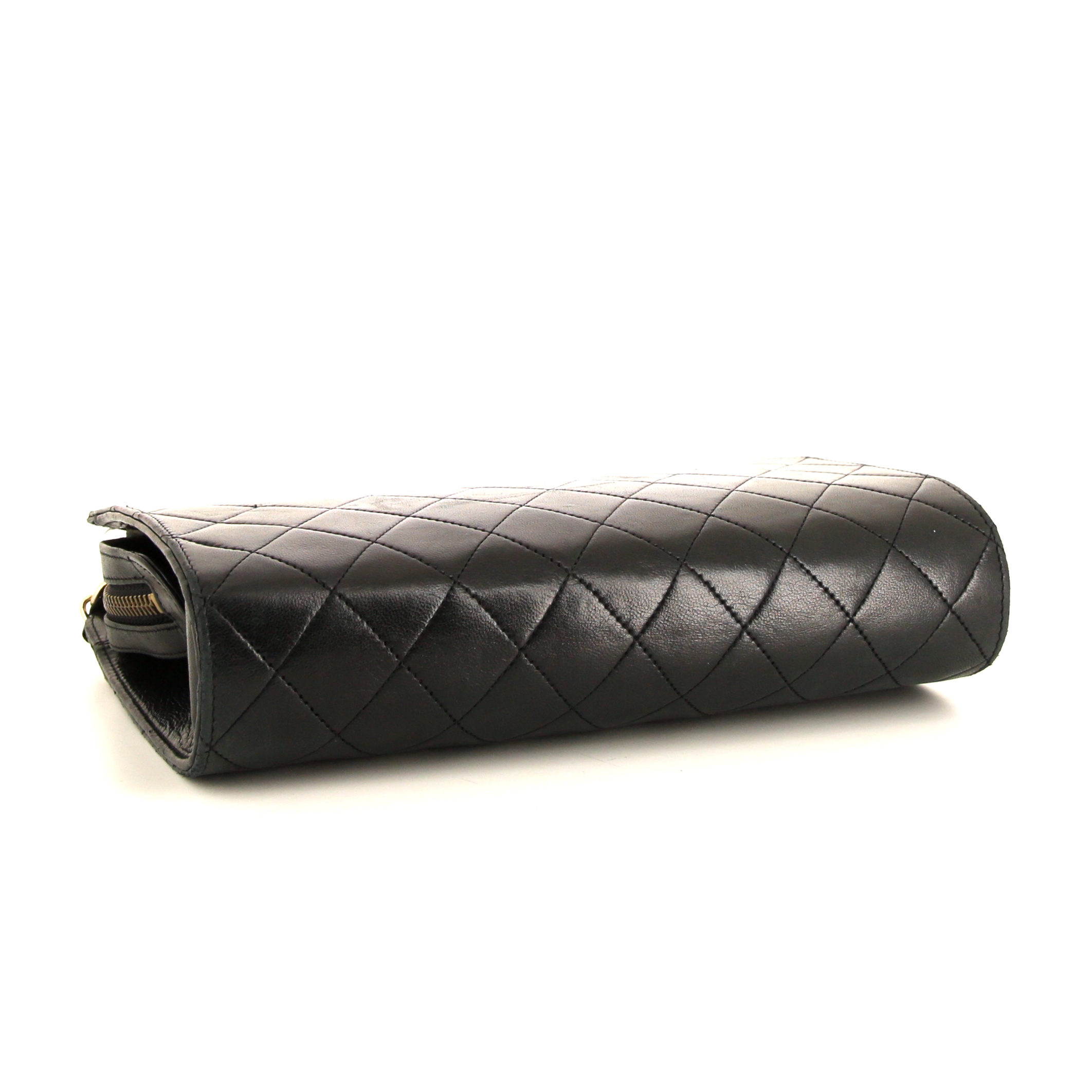 Bolso bandolera Chanel Vintage en cuero acolchado negro - Detail D4