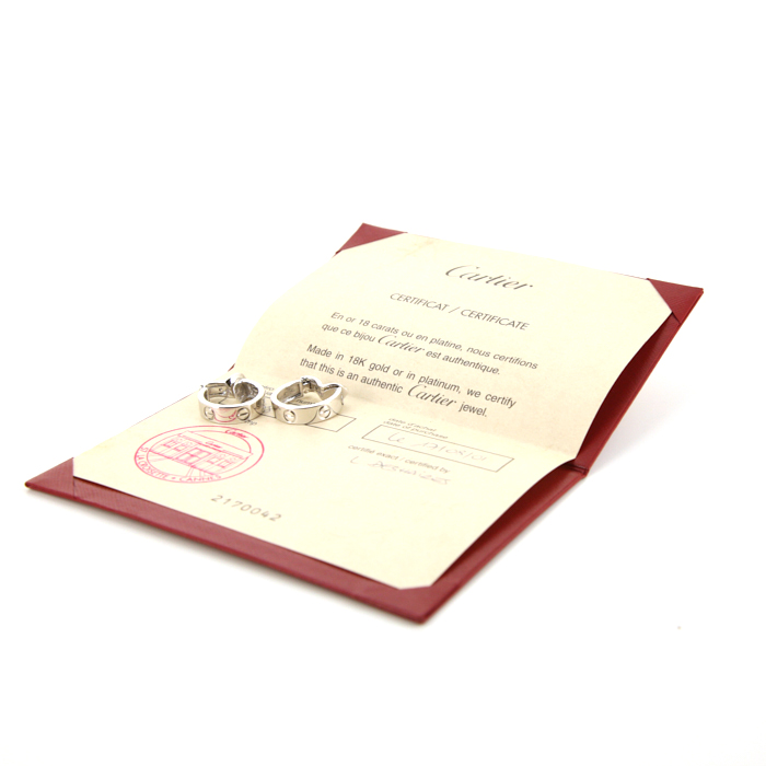 Cartier Love hoop earrings in white gold - Detail D2