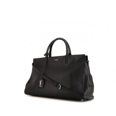 Bolso de mano Saint Laurent Rive Gauche en cuero granulado negro