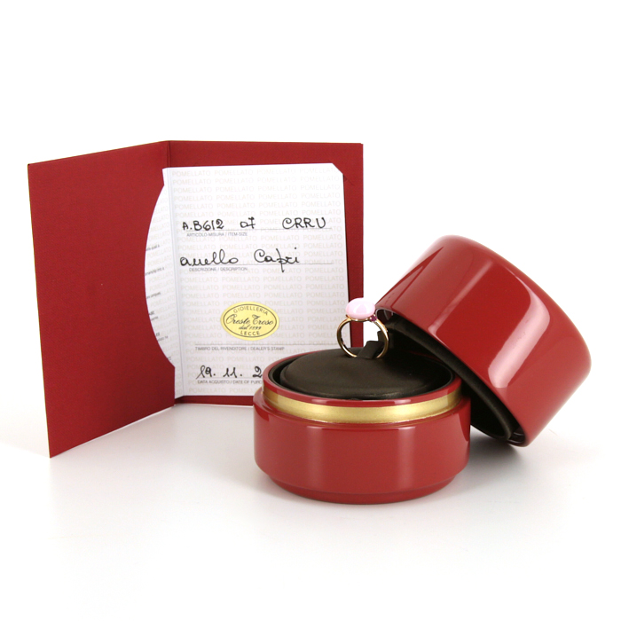 Pomellato Capri small model ring in pink gold, ceramic and ruby - Detail D2