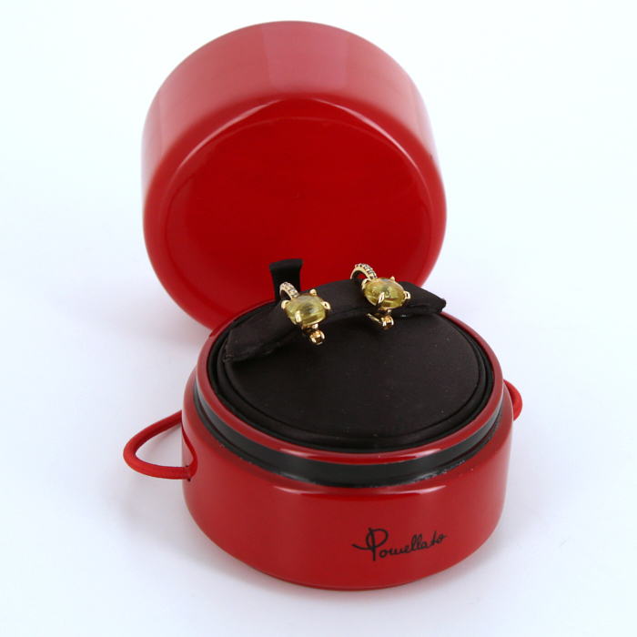 Orecchini Pomellato Baby in oro giallo,  quarzi citrini e diamanti brown - Detail D2