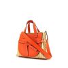 Loewe Gate Top Handle handbag in beige raphia and orange leather - 00pp thumbnail