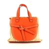 Loewe Gate Top Handle handbag in beige raphia and orange leather - 360 thumbnail