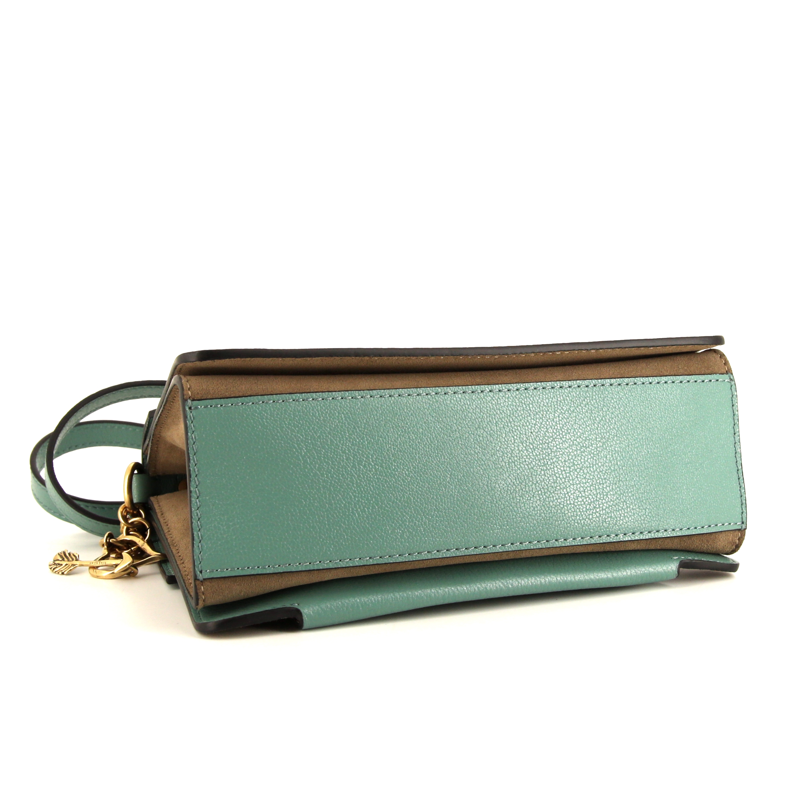 Bolso bandolera Givenchy GV3 modelo pequeño en cuero turquesa y ante color topo - Detail D5