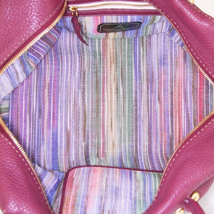 Bolso de mano Renaud Pellegrino en cuero granulado violeta - Detail D2