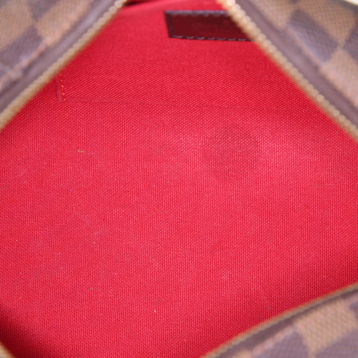 Sac à main Louis Vuitton Ribera petit modèle en toile damier enduite ébène et cuir marron - Detail D2