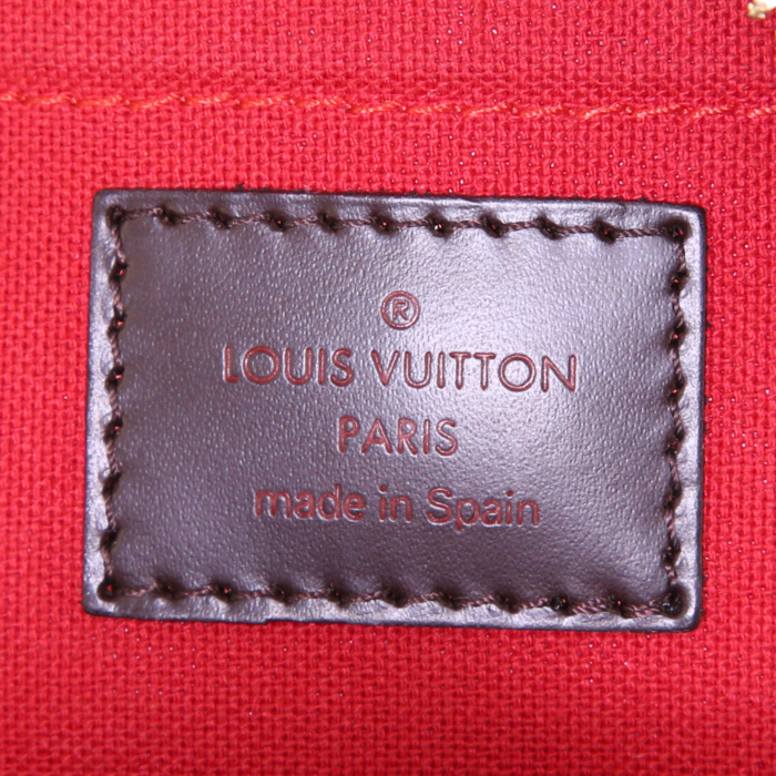 Louis Vuitton Ribera small model handbag in ebene damier canvas and brown leather - Detail D3