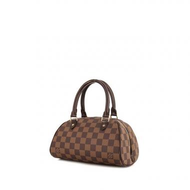 Bolso de mano Louis Vuitton Ribera modelo pequeño en lona a cuadros revestida ébano y cuero marrón