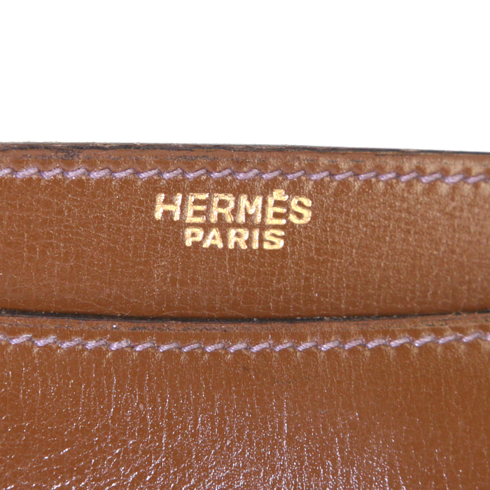 Hermès Sandrine shoulder bag in brown box leather - Detail D3