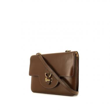 Borsa a tracolla Hermès Sandrine in pelle box marrone