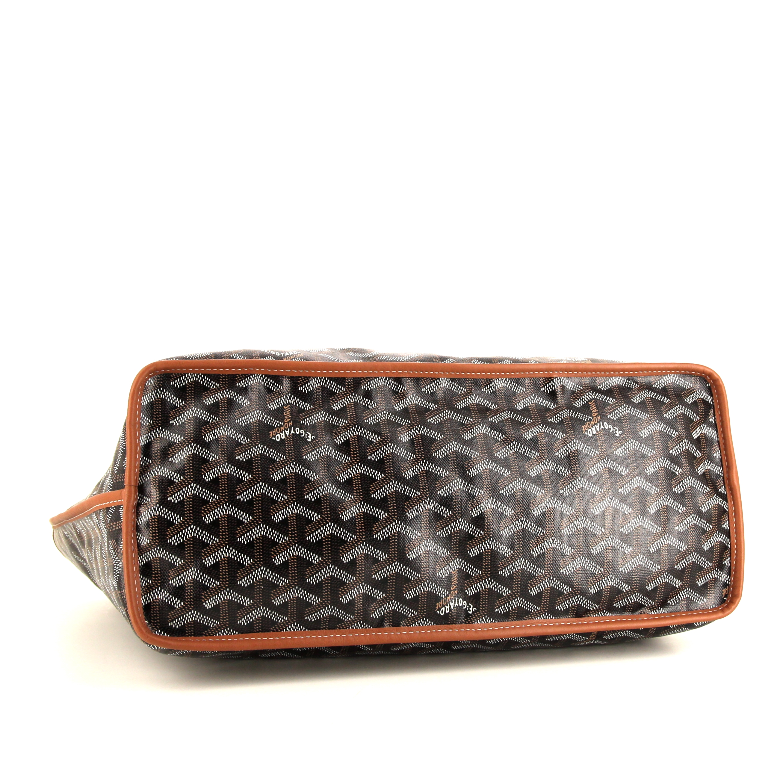 Goyard Anjou shopping bag in brown monogram canvas and brown leather - Detail D4