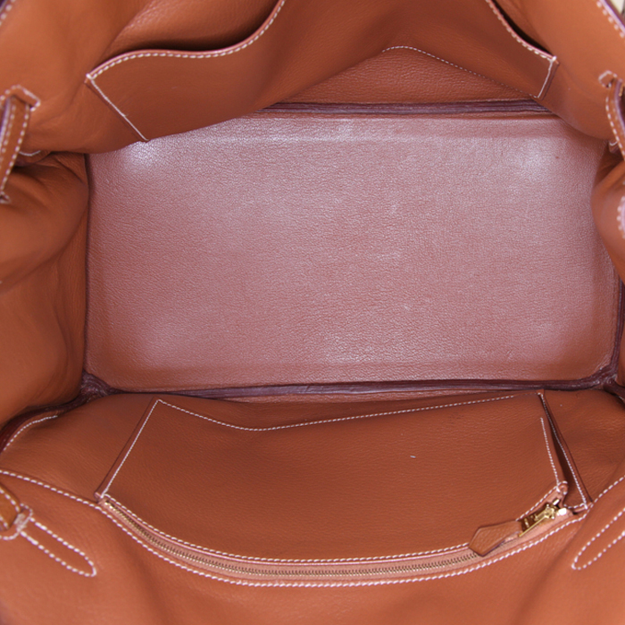 Hermes Birkin 35 cm handbag in gold togo leather - Detail D2