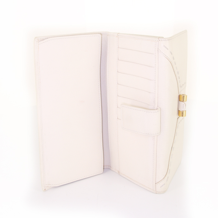 Billetera Saint Laurent en cuero blanco - Detail D2