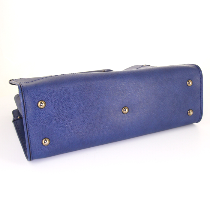 Sac à main Salvatore Ferragamo en cuir bleu - Detail D4