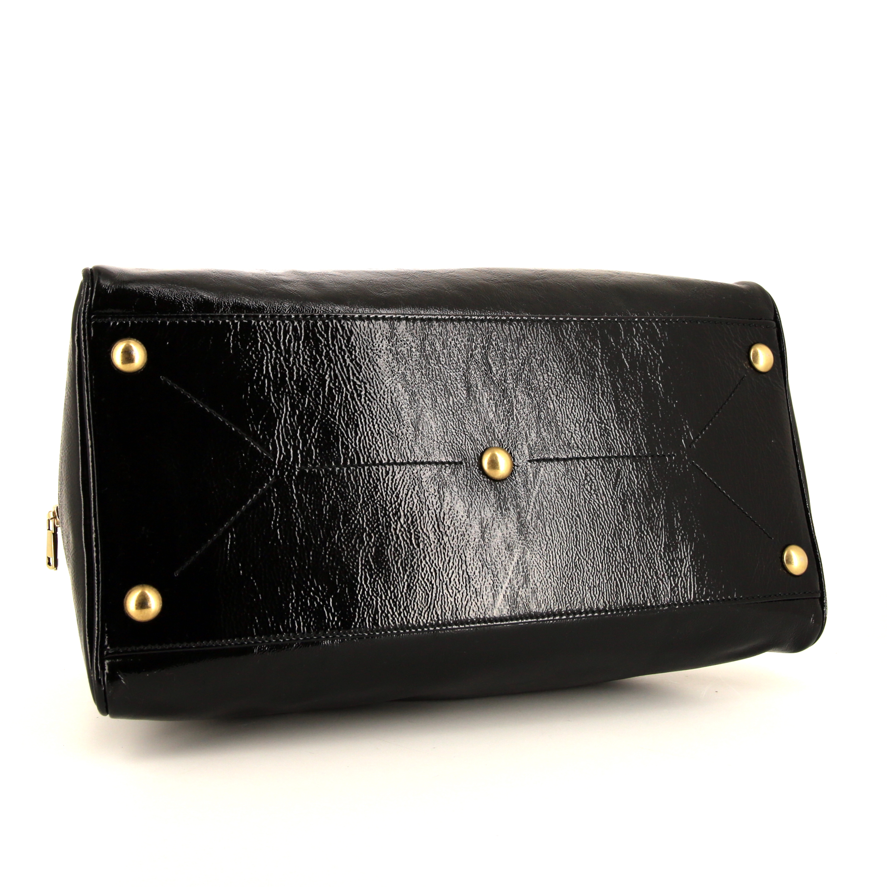 Bolso de mano Saint Laurent en charol negro - Detail D4