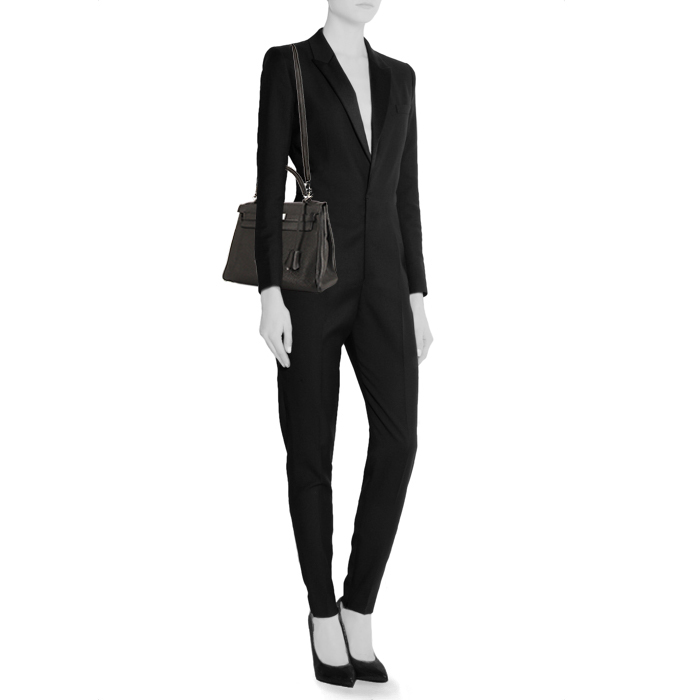 Sac à main Hermes Kelly 32 cm en cuir togo noir - Detail D2