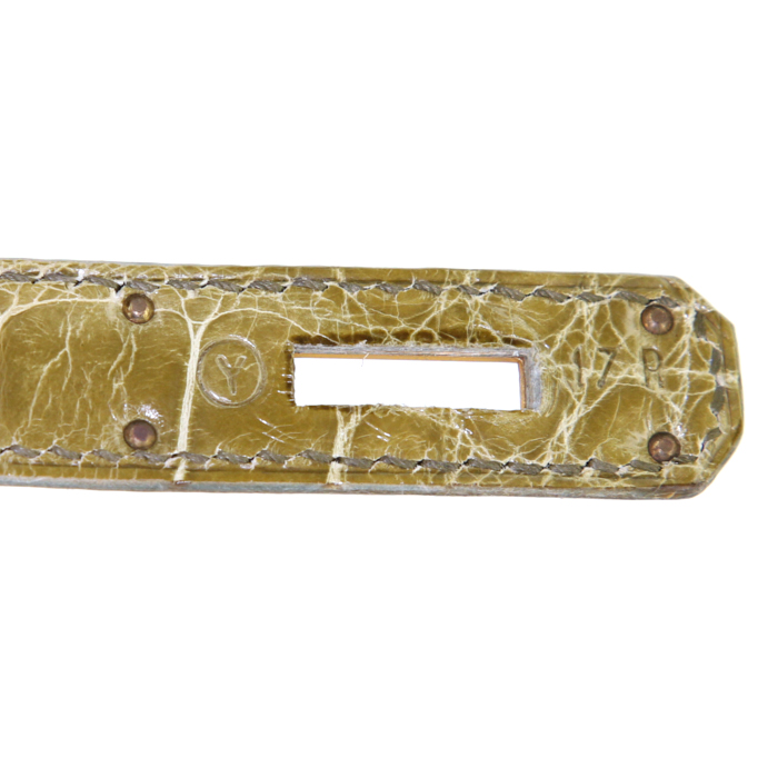 Borsa Hermes Kelly 32 cm in coccodrillo verde Chartreuse - Detail D5