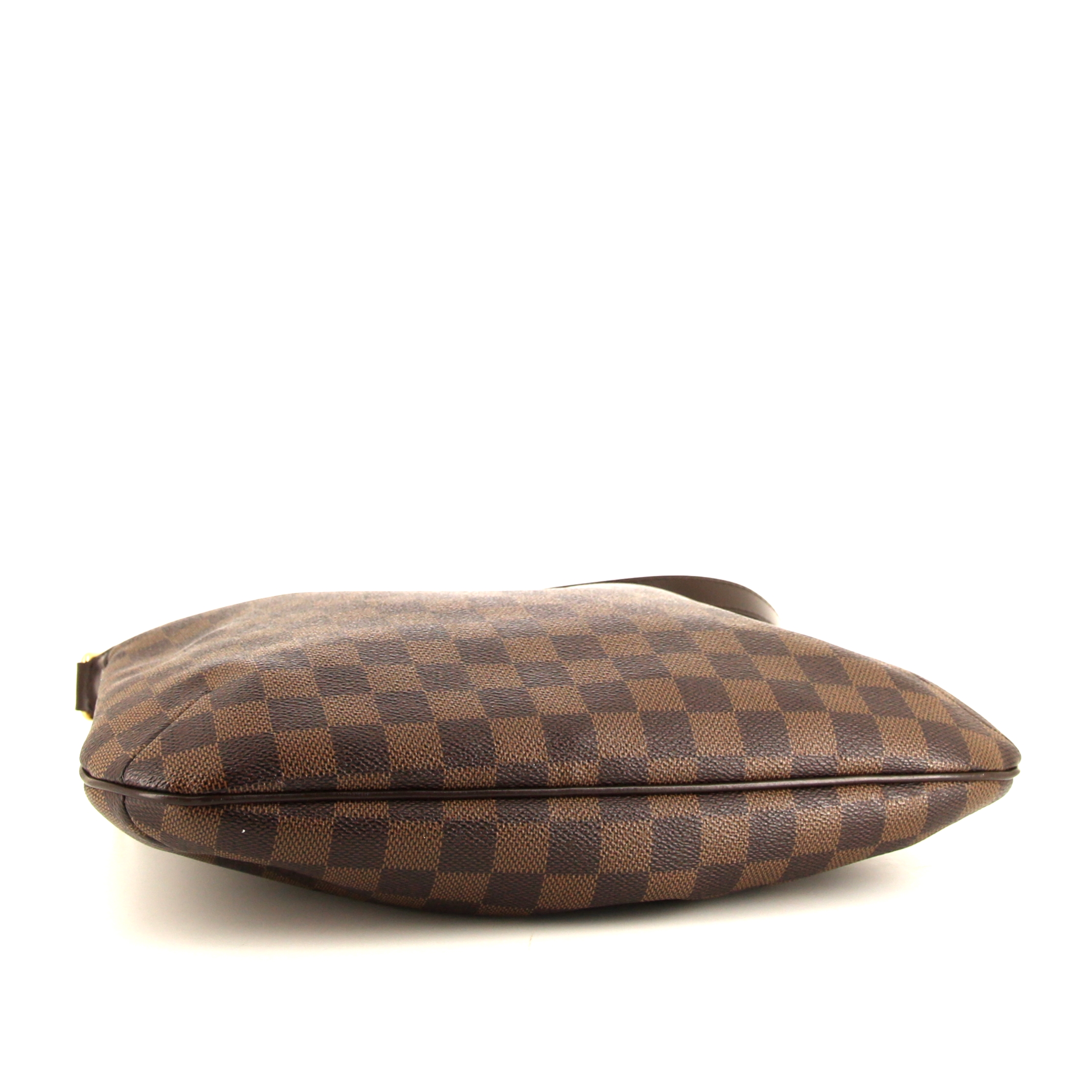 Sac bandoulière Louis Vuitton Bloomsbury en toile damier marron et cuir marron - Detail D4