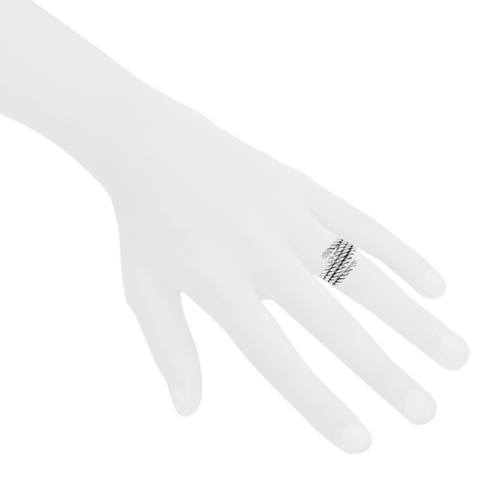 Anello David Yurman Cable Classique in argento e diamanti - Detail D1