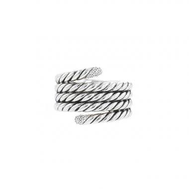 Bague David Yurman Cable Classique en argent et diamants