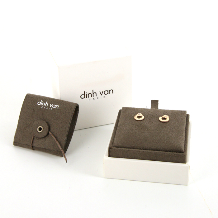 Dinh Van Menottes R8 small earrings in pink gold and diamonds - Detail D2