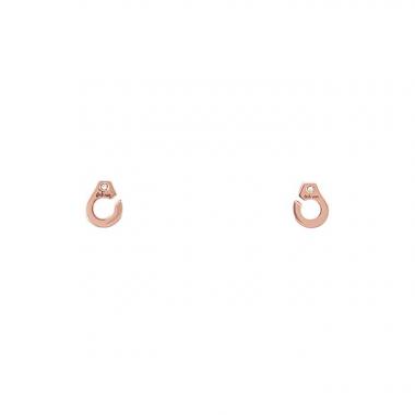 Paire de puces d'oreilles Dinh Van Menottes R8 en or rose et diamants