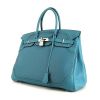 Sac à main Hermès Birkin Ghillies en cuir togo bleu et cuir Swift bleu - 00pp thumbnail