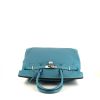Bolso de mano Hermès Birkin Ghillies en cuero togo azul y cuero swift azul - 360 Front thumbnail