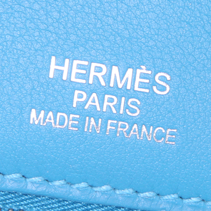 Hermès  Birkin Ghillies handbag  in turquoise togo leather  and turquoise Swift leather - Detail D3