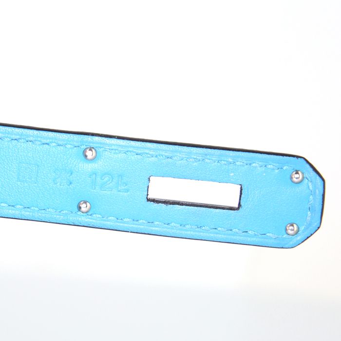 Hermès  Birkin Ghillies handbag  in turquoise togo leather  and turquoise Swift leather - Detail D4