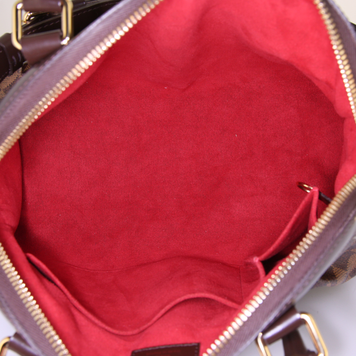 Sac à main Louis Vuitton Trevi en toile damier enduite ébène et cuir marron - Detail D3