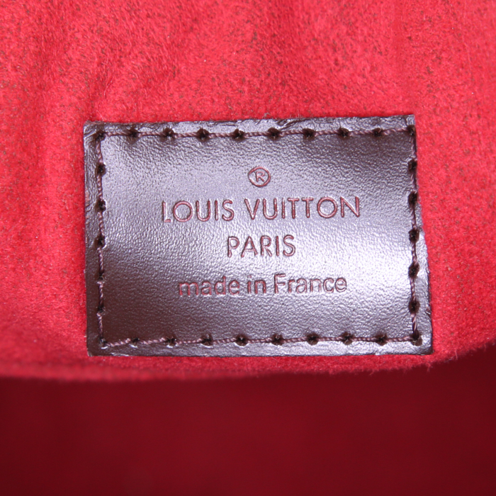 Bolso de mano Louis Vuitton Trevi en lona a cuadros revestida ébano y cuero marrón - Detail D4